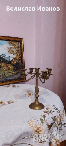 Месингов свещник с пет гнезда за свещи. Перфектно състояние., снимка 1