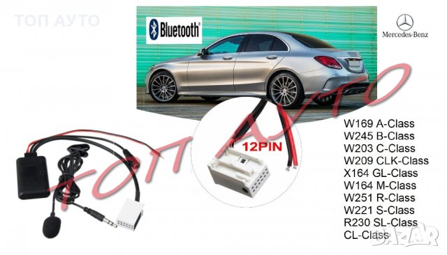 Bluetooth Приемник Mercedes Мерцедес Безжичен Модул AUX И Микрофон, снимка 2 - Аксесоари и консумативи - 33671178