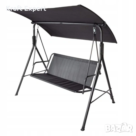 Градинска люлка със сенник – метална конструкция, 170×110×153 см, черна, снимка 9 - Градински мебели, декорация  - 53699251