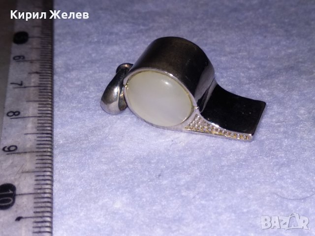 ФИГУРАЛЕН ФЕШЪН-АРТ МЕДАЛЬОН с БЯЛА ПОЗЛАТА и ПОЛИРАН ЛУНЕН КАМЪК и ИСКРЯЩИ ФАСЕТ КРИСТАЛИ 71221, снимка 4 - Колиета, медальони, синджири - 41622873