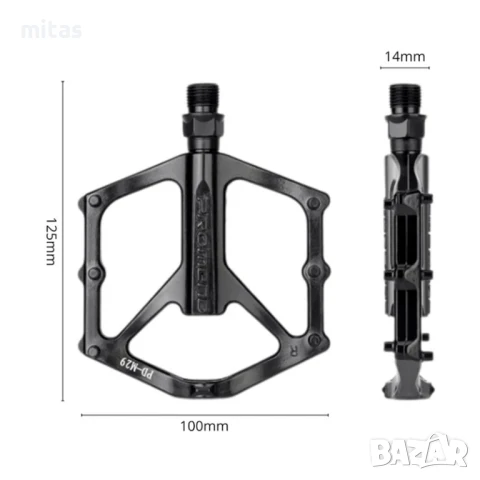 Алуминиеви педали PROMEND M29, Капсуловани лагери, Антиплъзгащи, Черни, снимка 5 - Части за велосипеди - 50956213