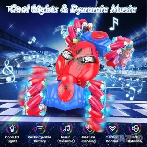 Нов Двоен Страничен RC Автомобил със Светлини и Музика играчка деца, снимка 3 - Коли, камиони, мотори, писти - 49239272