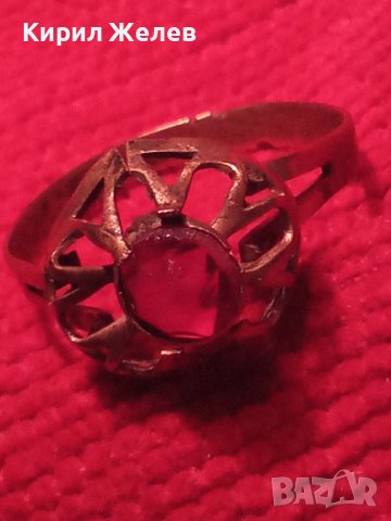 СТАРИНЕН МЕДЕН с ПОЗЛАТА СКЪПОЦЕНЕН РЕТРО ПРЪСТЕН с ГРАНАТ РЪЧНА МАЙСТОРСКА ИЗРАБОТКА 19694, снимка 15 - Антикварни и старинни предмети - 36421877