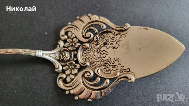 Елегантна сребърна шпатула с красив дизайн , снимка 3 - Антикварни и старинни предмети - 52997148