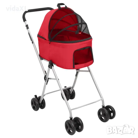 vidaXL Сгъваема количка за кучета, червена, 83x48x97 см, Оксфорд плат, снимка 7 - Други - 56146312