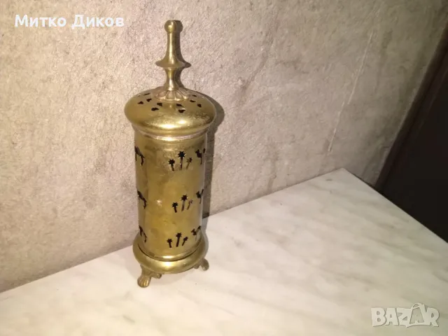 Винтидж месингов свещник бохо свещник фи 6см Н-26см, снимка 8 - Други ценни предмети - 48453191
