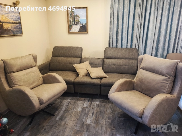 Турски диван с ел.релакс лежанки и 2 фотьойла, снимка 8 - Дивани и мека мебел - 52925474