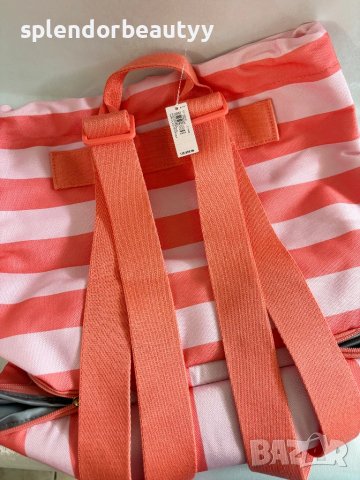 Victoria's Secret Раница и Хладилна Чанта 2 в 1, Розово-Коралово Райе, снимка 9 - Раници - 51241283