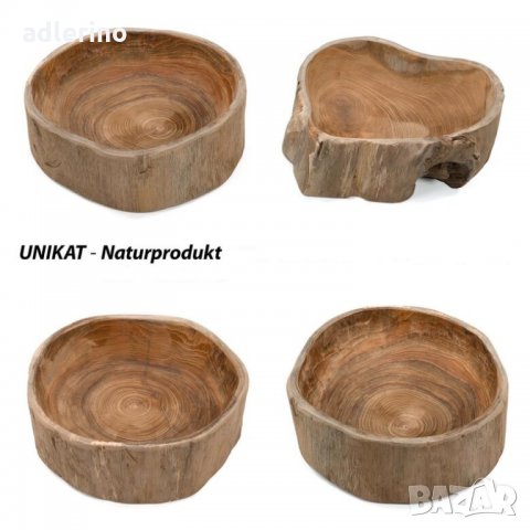 Купа за плодове, тикова дървесина, масив, декорация, кафява, овална, ръчна изработка, дълбока, снимка 4 - Аксесоари за кухня - 34312748
