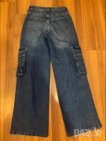 Сини дънки, Wide leg, Adjustable waist, Low waist, от H&M, размер EUR 164, снимка 2 - Детски панталони и дънки - 52281483