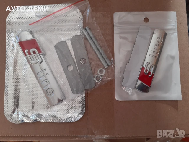 Метална хромирана емблема залепваща и за предна броня S line