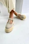 Обувки на платформа - бежов велур - VS59 , снимка 1