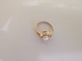 Златен пръстен с бяла перла , снимка 6