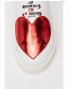 Love Moschino, Кожени спортни обувки със сърцевидна апликация, Бял/Червен, снимка 2