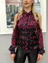 Дамска  черно с розово сатенена риза с  животински принт  голи рамене XS-XL, снимка 13