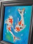 Японски рибки Кои, картина пастел, оригинал, снимка 2