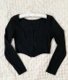 black long-sleeved corset-style crop top , снимка 2