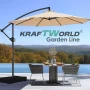 Висящ градински чадър Monaco 3м KraftWorld | Соларено LED осветление | Бежов Лукс | 220g/m², снимка 3