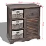 vidaXL Дървен шкаф, 3 тъкани кошници отляво, кафяв, снимка 5