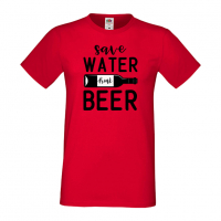 Мъжка тениска Save Water Drink Beer 1,Бира,Бирфест,Beerfest,Подарък,Изненада,Рожден Ден, снимка 3 - Тениски - 36387393