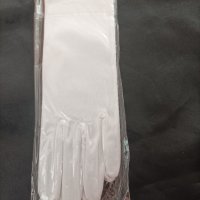 Бели eластични ,сатенени къси ръкавици, снимка 3 - Ръкавици - 41556845