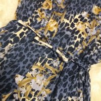Тъмносиня рокля в леопардов принт с цветя 2ХЛ/3ХЛ/4ХЛ размер, снимка 3 - Рокли - 40539073