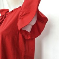 Червена памучна клоширана къса рокля Tantra - M/L, снимка 2 - Рокли - 42020132