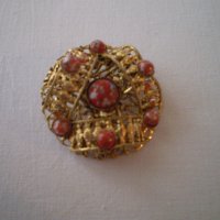 брошка Винтидж червени камани на петна - яспис, снимка 1 - Антикварни и старинни предмети - 40474152