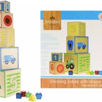 Образователна игра за сортиране на блокчета Toi-Toys кубчета с различни размери, дърво, многоцветна, снимка 4 - Образователни игри - 42446628