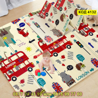Сгъваемо детско килимче за игра, топлоизолиращо 180x200x1cm - лондон и писта - КОД 4132, снимка 3 - Други - 44684043