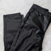  Кожени черни панталони , снимка 4 - Панталони - 44582155