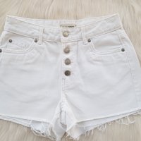 Бели къси дънки с висока талия размер S, снимка 1 - Панталони - 41681647