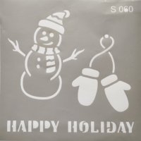 Самозалепващ шаблон Happy holiday, снежен човек, ръкавици S060 скрапбук декупаж, снимка 1 - Други - 42518830