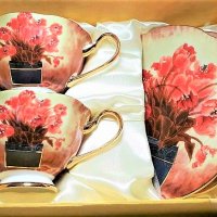 Луксозни  чаши за кафе и чай от изящен костен порцелан, снимка 12 - Подаръци за жени - 27212439