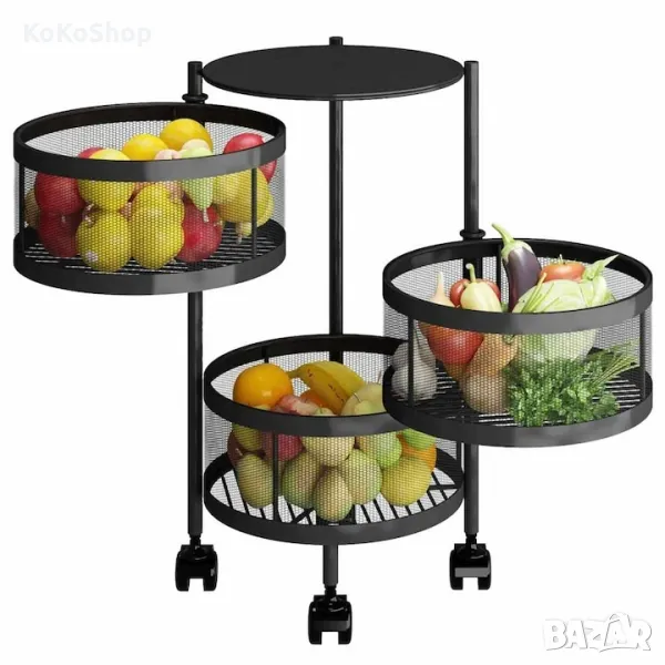 Етажерка на колелца-30.5x30.5x58.5 см./етажерка с три кошници/кухненска етажерка, снимка 1