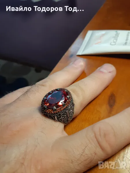 Масивен бутиков сребърен пръстен с огромен рубин, снимка 1
