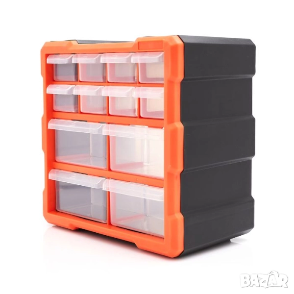 Органайзер за стена PA1300 – Пластмасово шкафче с 12 чекмеджета (за гараж, работилница, хоби), снимка 1