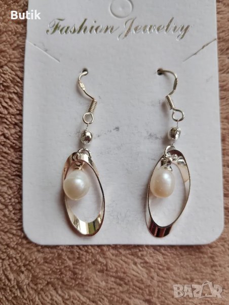 Сребърни обеци с перли , снимка 1