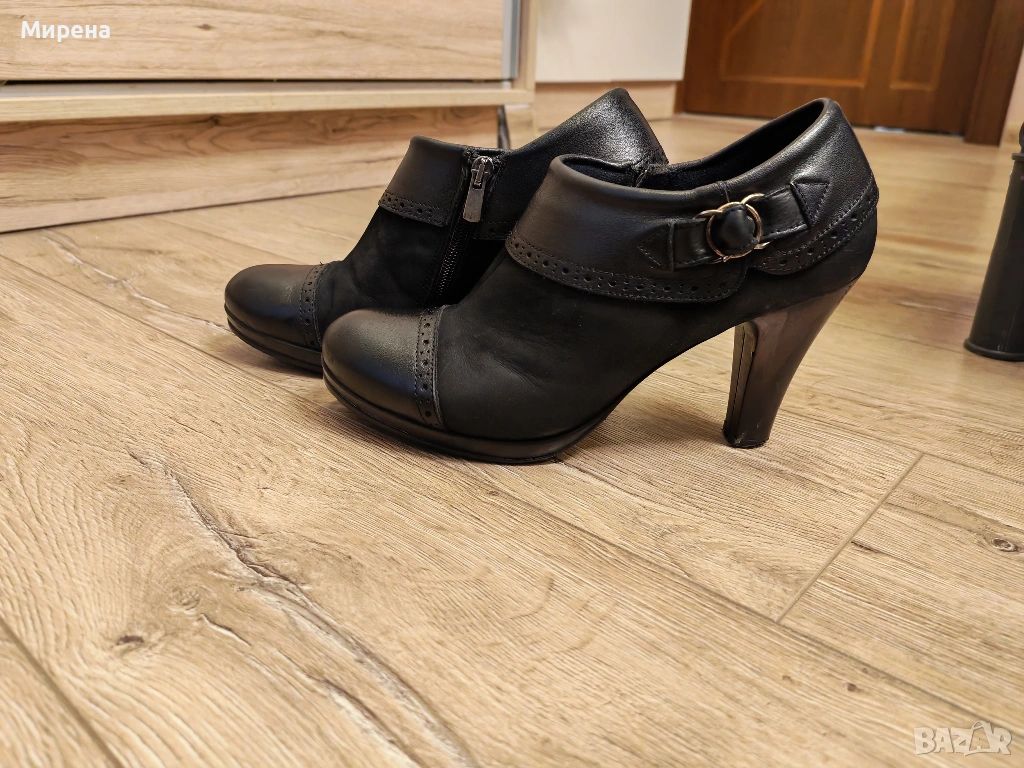 Елегантни затворени обувки от естествена кожа и набук, 38 номер, снимка 1