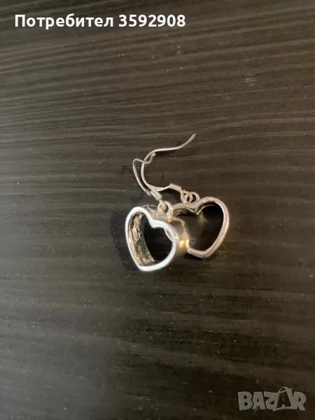 Сребърни обеци сърце, снимка 1