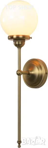 JIMUBEAM индустриална винтидж стенна лампа, бял стъклен глобус, снимка 1