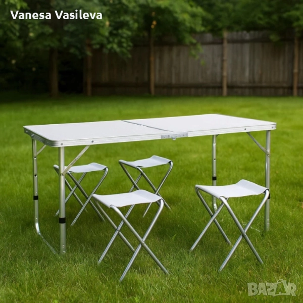 Комплект сгъваеми маса и столове, снимка 1
