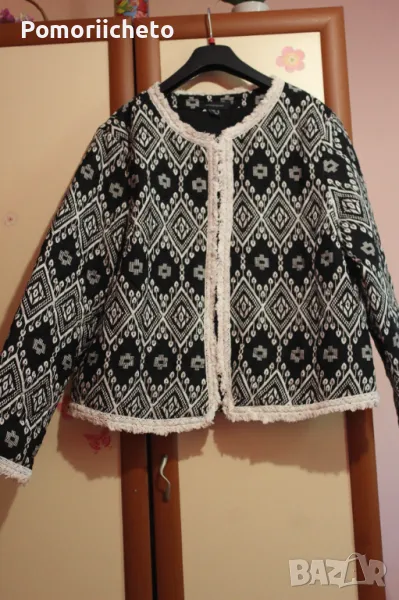 Леко есенно/пролетно яке в бяло и черно, снимка 1