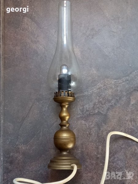Ретро бронзова настолна лампа, снимка 1