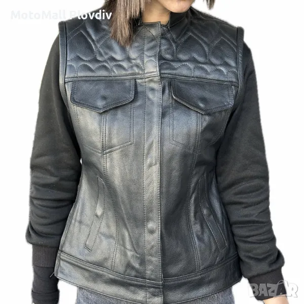 Ново ! Дамски Елек Черен Leather Heart, снимка 1