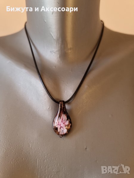 Винтидж колие с висулка в розов цвят - модел 85, снимка 1