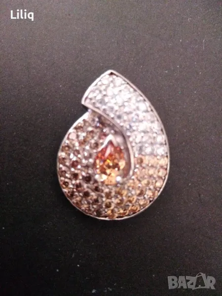 Медальон с цитрин и цирконии, снимка 1