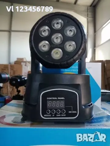 Диско прожектор 7 led mini moving head лед с въртяща се глава, снимка 1