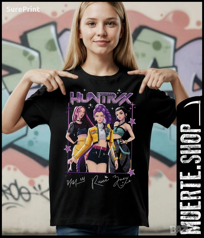 Детска тениска с щампа HUNTRIX KPOP SIGNATURES, снимка 1