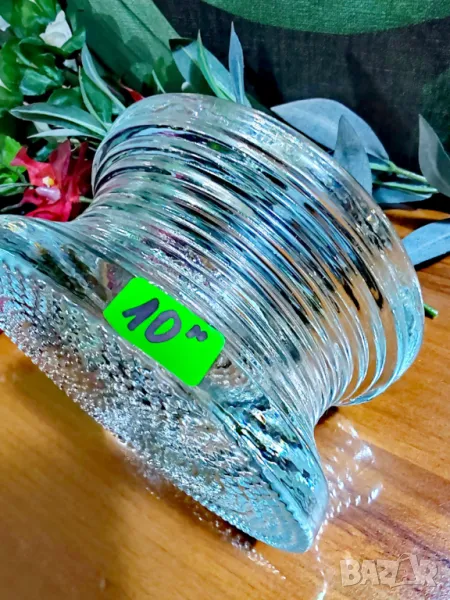 Тежък, масивен и красив съд от пресовано стъкло с двойно приложение., снимка 1